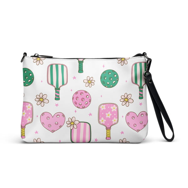 "FOR THE LOVE OF PICKLEBALL" - (Pink, Green) Pickleball Crossbody Bag