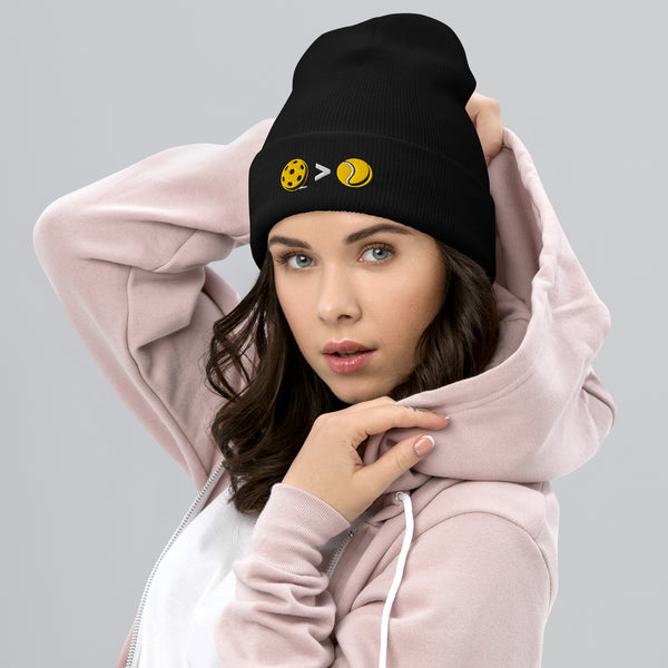 "PICKLEBALL > TENNIS" - Unisex Cuffed Pickleball Beanie