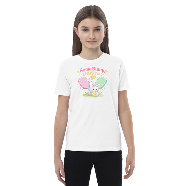 "SOME BUNNY LOBS YOU" - Organic Cotton Kids Pickleball T-Shirt