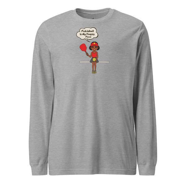 "MY HAPPY PLACE" (African) - Unisex Long Sleeve Pickleball Tee