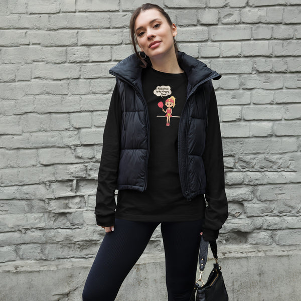 "MY HAPPY PLACE" (Blonde) - Unisex Long Sleeve Pickleball Tee