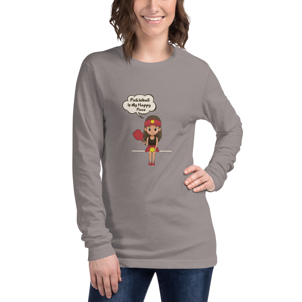 "MY HAPPY PLACE" - Unisex Long Sleeve Pickleball Tee