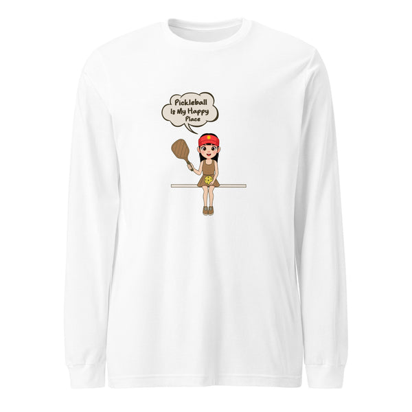"MY HAPPY PLACE" (Asian) - Unisex Long Sleeve Pickleball Tee