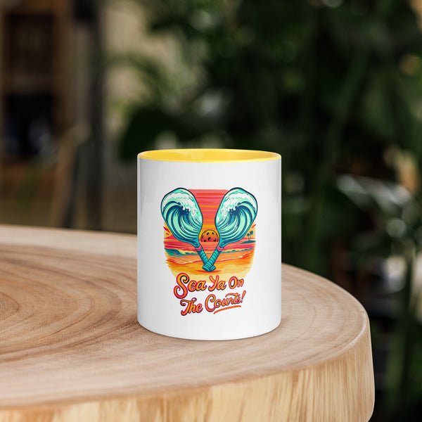"SEA YA ON THE COURTS" - Pickleball Mug With Color Inside