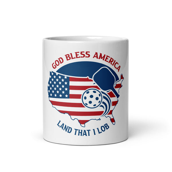 "LAND THAT I LOB" - White Glossy Pickleball Mug